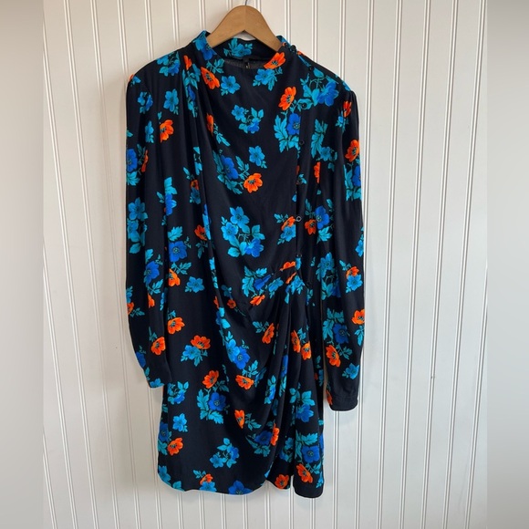 Maje Dresses & Skirts - Maje Blue and Orange Floral‎ Long Sleeve Dress size 3